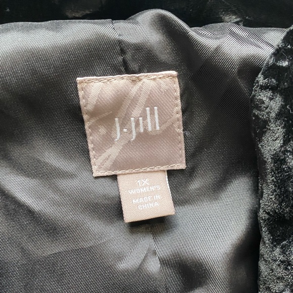 J. Jill 1X petite women’s black velvet silk blend jacket coat - Picture 3 of 10